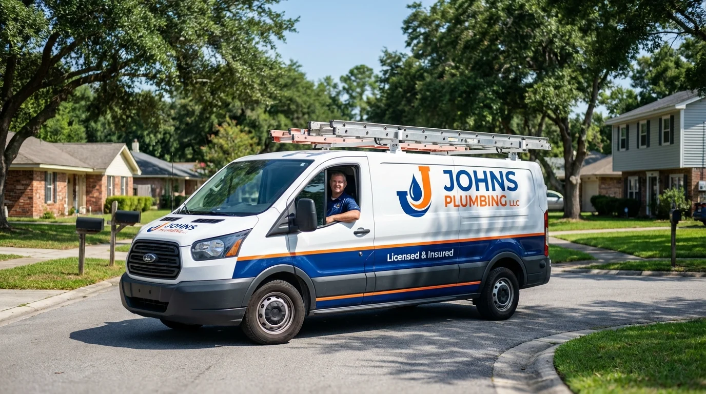 Johns Plumbing LLC service van in Union City, PA