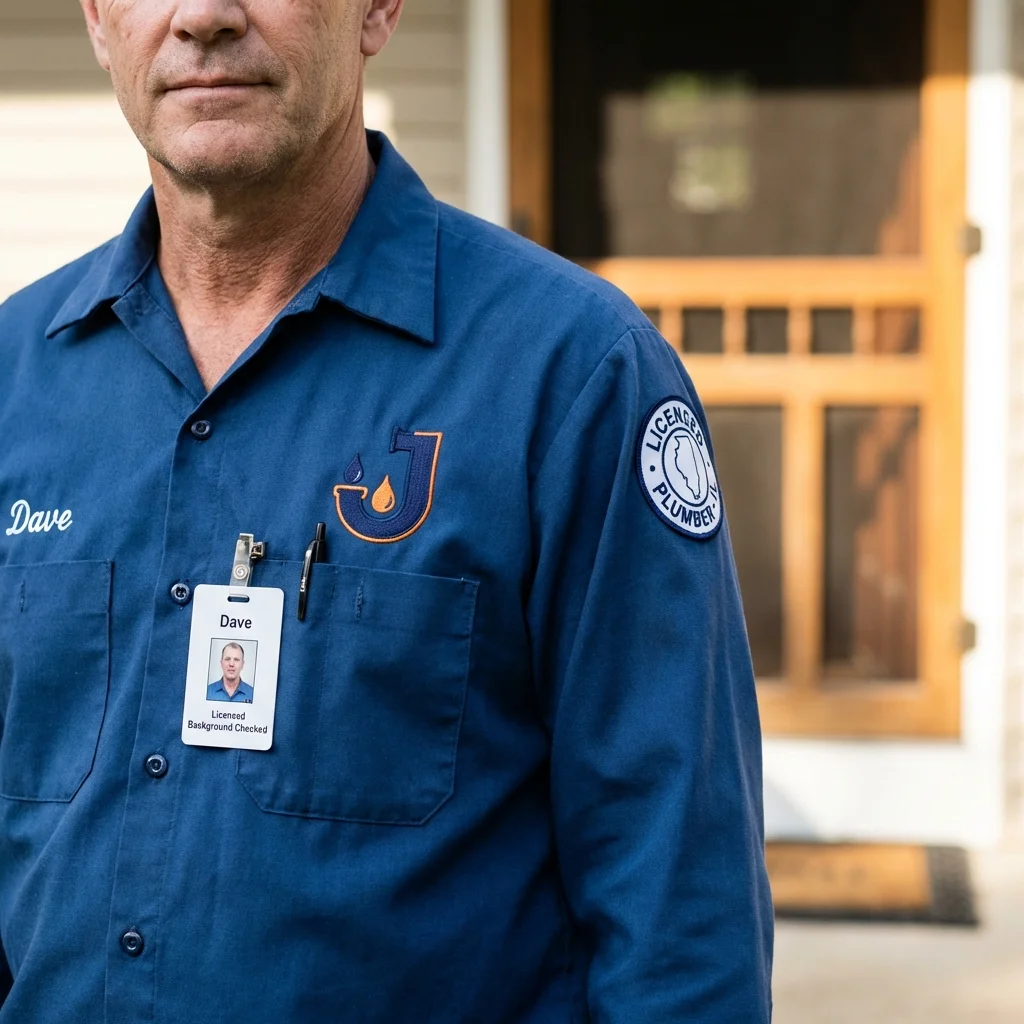 Licensed plumber showing ID badge in Union City, PA