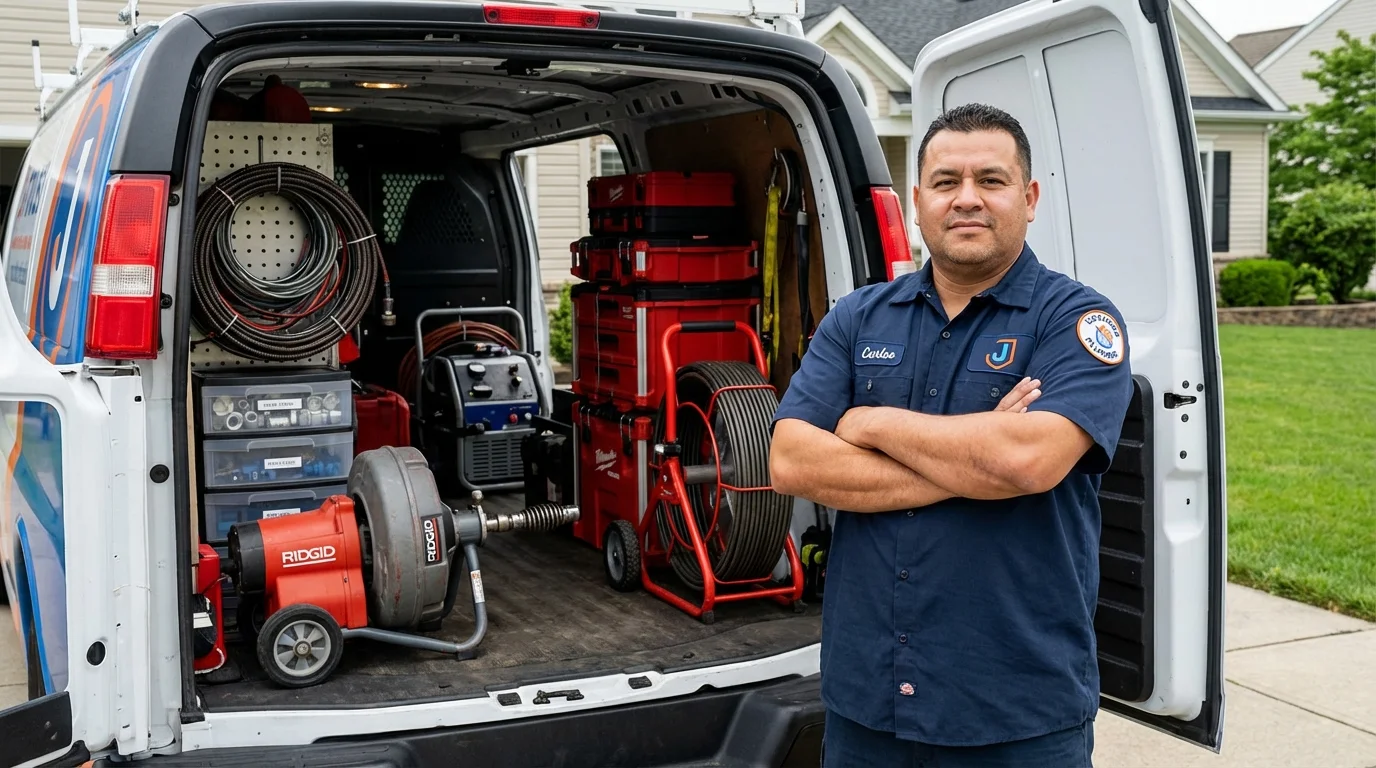 Professional drain cleaning equipment and Johns Plumbing LLC plumber in Union City