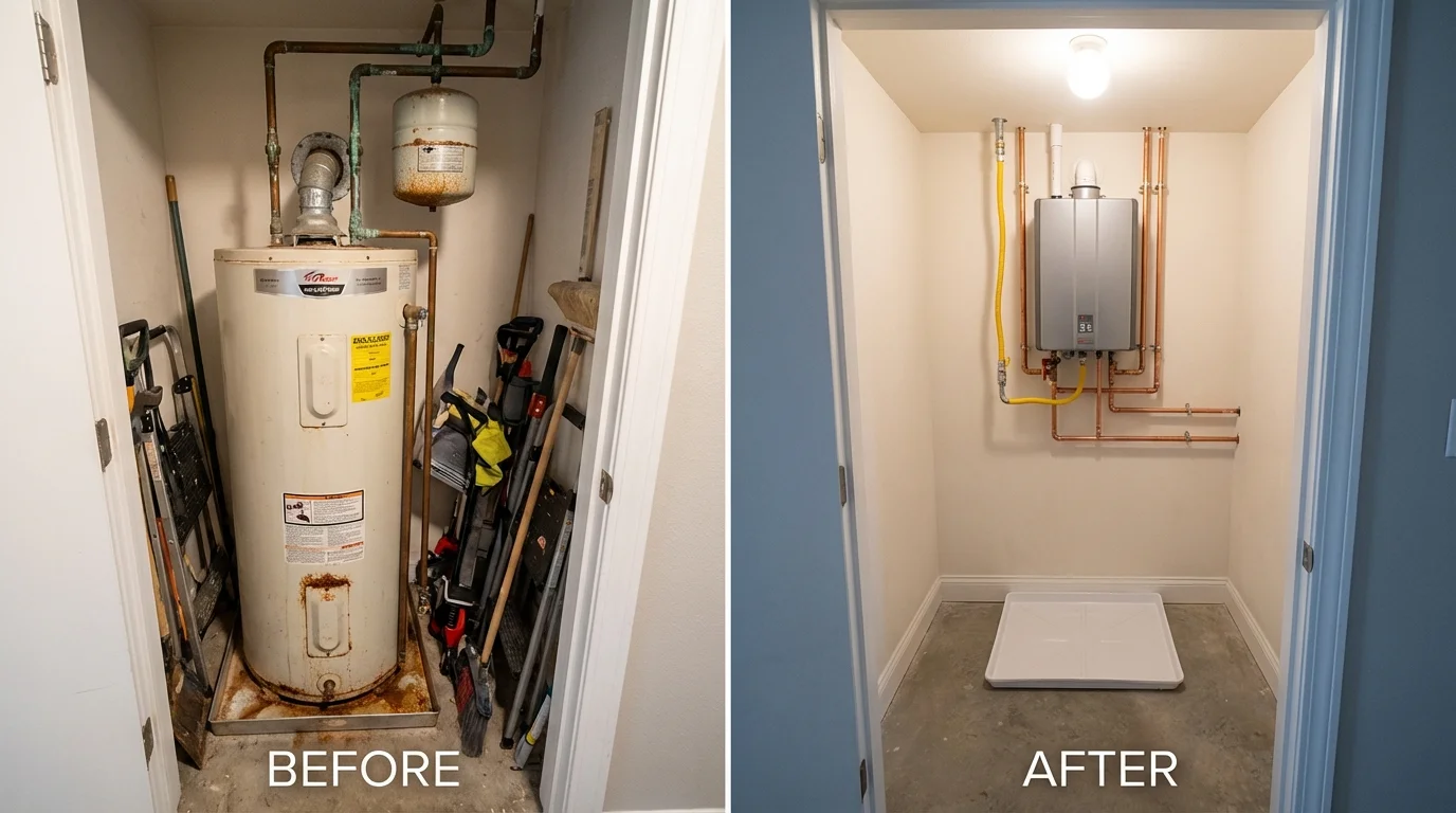 Tank water heater versus wall-mounted tankless unit comparison for Union City, PA homeowners